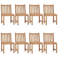 Vidaxl Sturdy Patio Chairs With Cushions, Constructed In Solid Teak Wood, Weather Resistant, Ideal For Garden And Outdoor Use - Set Of 8