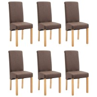 Vidaxl Set Of 6 Dining Chairs - Sturdy And Comfortable Seating Solution - Resistant Fabric And Wood Construction - Modern Design - Ideal For Dining Room Or Living Room - Brown