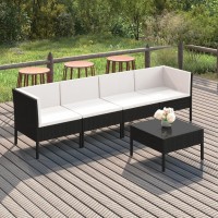 Vidaxl 5 Piece Patio Lounge Set, Outdoor Garden Furniture, Weather-Resistant Poly Rattan, With Detachable Soft Cushions - Black