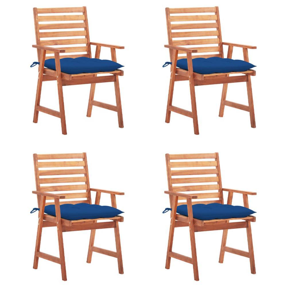 vidaXL Patio Dining Chairs 4 pcs with Cushions Solid Acacia Wood 3078345