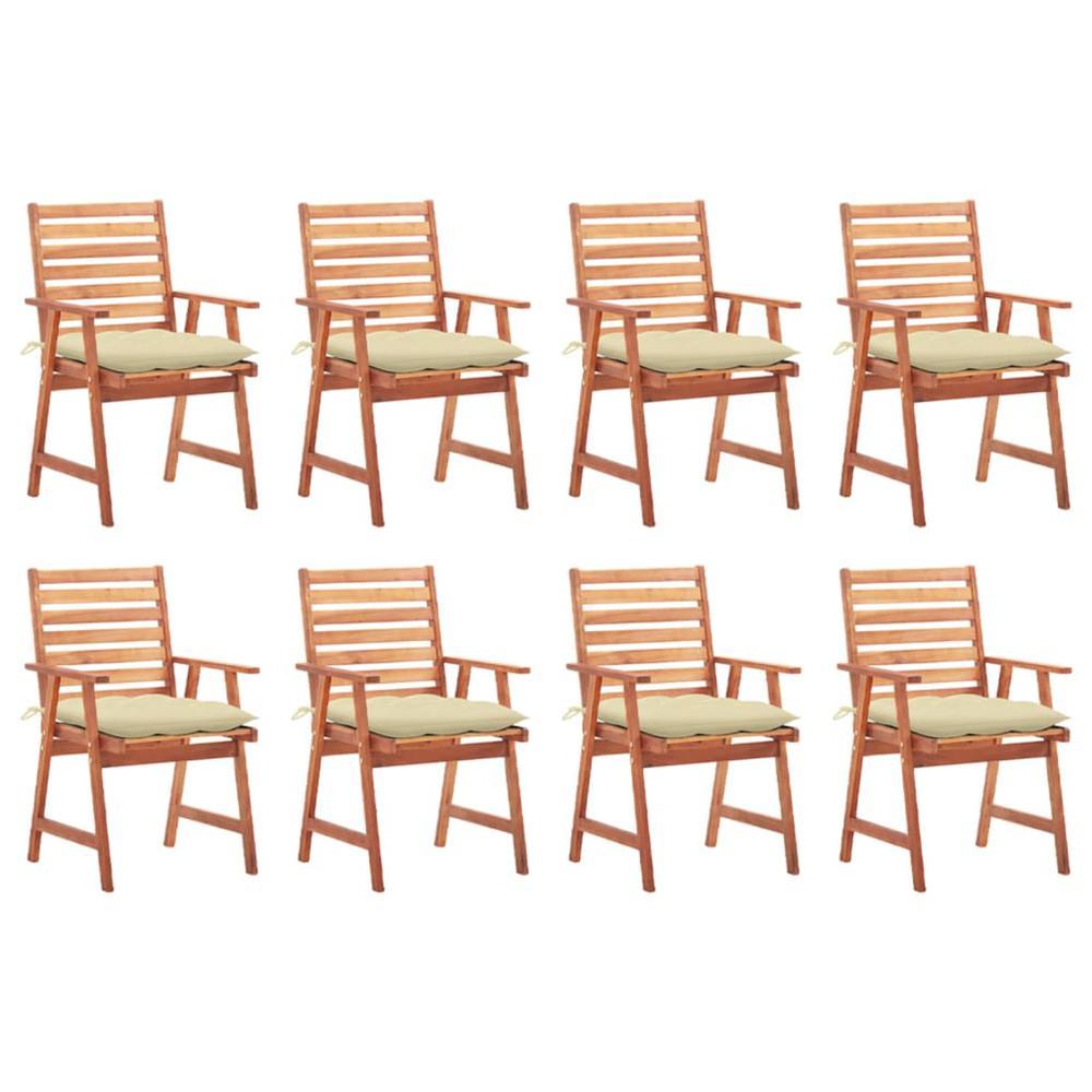 vidaXL Patio Dining Chairs 8 pcs with Cushions Solid Acacia Wood 3078391