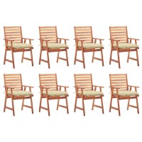 vidaXL Patio Dining Chairs 8 pcs with Cushions Solid Acacia Wood 3078391