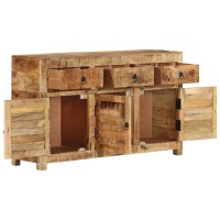 Vidaxl Handcrafted Sideboard In Solid Mango Wood, Storage Cabinet With 3 Drawers And 3 Doors, 43.3