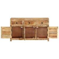 Vidaxl Handcrafted Sideboard In Solid Mango Wood, Storage Cabinet With 3 Drawers And 3 Doors, 43.3