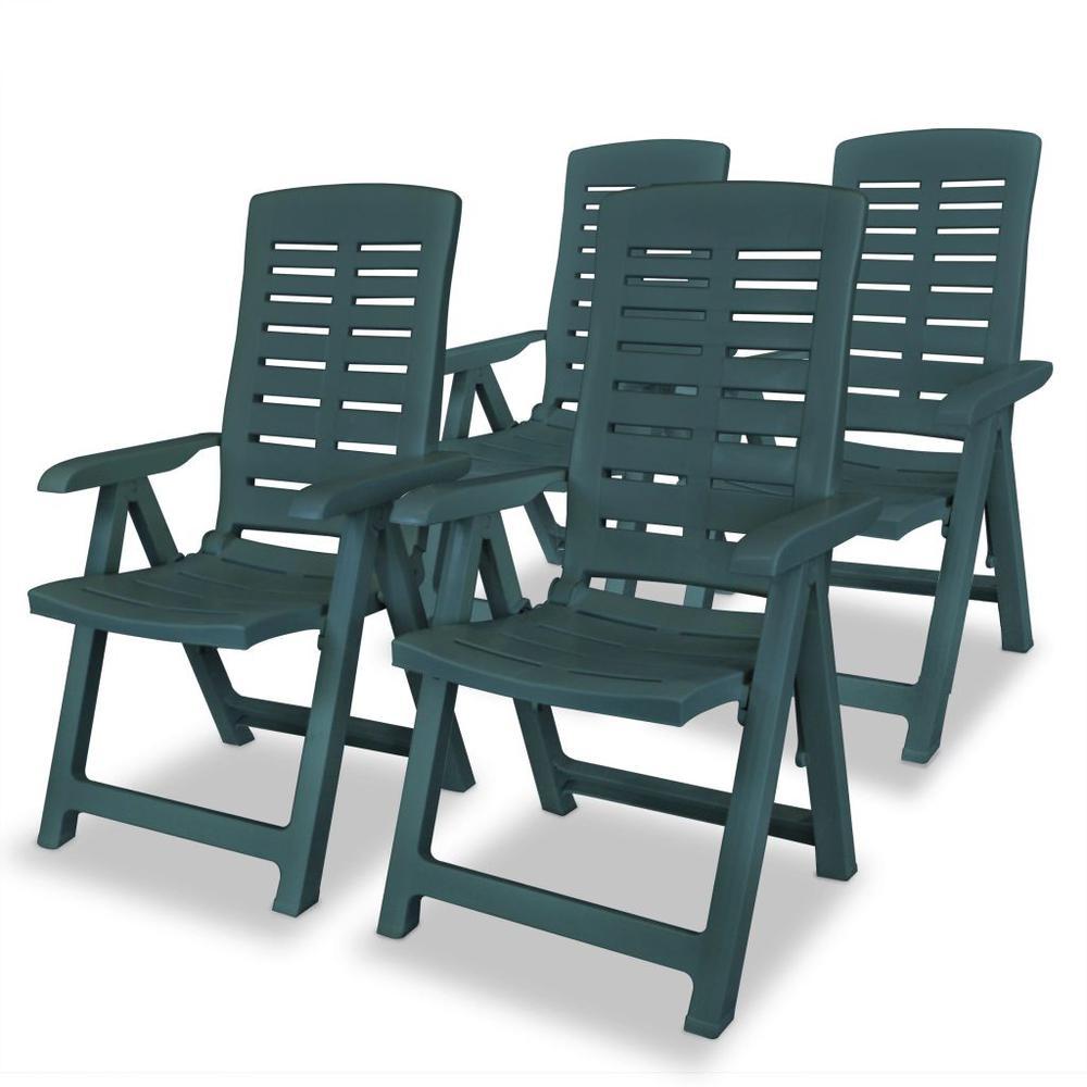 vidaXL Reclining Garden Chairs 4 pcs Plastic Green 275069