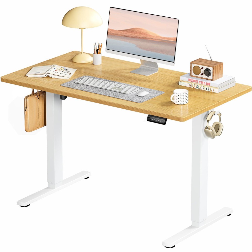 Smug Standing Desk Adjustable Height Electric Sit Stand Up Down Computer Table 40X24 Inch Ergonomic Rising Desks For Work Offi