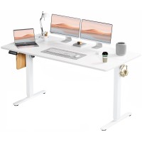 Smug Standing Desk Adjustable Height Electric Sit Stand Up Down Computer Table 63X24 Inch Ergonomic Rising Desks For Work Offi