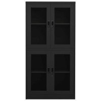 vidaXL Office Cabinet Anthracite 354x157x709 Steel and Tempered Glass 335941