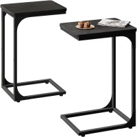 Qeeig C Table Side Table Set Of 2 Living Room Sets C Shaped Couch Tray Tables Modern Black 01730B