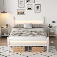 Collaredeagle Queen Bed Frame With Headboard And Footboard Heavy Duty Steel Slats Support Metal Bed Frame With Charging Station