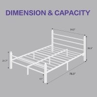 Collaredeagle Full Bed Frame With Headboard And Footboard Heavy Duty Steel Slats Support Metal Bed Frame With Charging Station W