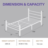 Collaredeagle Twin Bed Frame With Headboard And Footboard Heavy Duty Steel Slats Support Metal Bed Frame With Charging Station W