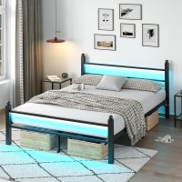 Collaredeagle Full Bed Frame With Headboard And Footboard Heavy Duty Steel Slats Support Metal Bed Frame With Charging Station