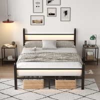 Collaredeagle Full Bed Frame With Headboard And Footboard Heavy Duty Steel Slats Support Metal Bed Frame With Charging Station