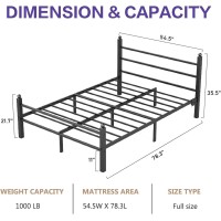 Collaredeagle Full Bed Frame With Headboard And Footboard Heavy Duty Steel Slats Support Metal Bed Frame With Charging Station