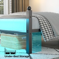 Collaredeagle Full Bed Frame With Headboard And Footboard Heavy Duty Steel Slats Support Metal Bed Frame With Charging Station