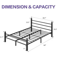 Collaredeagle Queen Bed Frame With Headboard And Footboard Heavy Duty Steel Slats Support Metal Bed Frame With Charging Station