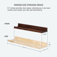 Azsky 24 Inch Floating Shelves For Wall Decor Natural Solid Wood Storage Shelves Floating Photo Shelves With Lip Picture Ledge S