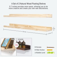 Azsky 36 Inch Floating Shelves Wall Mount Natural Wood Photo Picture Ledge Shelves With Lip For Home Decor And Storage Set Of 2