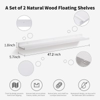 Azsky 48 Inch White Floating Shelves Set Of 2 Nursery Photo Ledge Shelf For Wall Picture Ledge Solid Wood Shelf With Lip Decor A