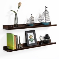 Azsky 36 Inch Floating Shelves Deep Walnut Wood Shelves For Wall Storage And Decor Floating Book Shelves For Kids Room Photo Pic