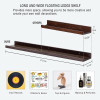 Azsky Floating Shelves Deep Walnut Floating Book Shelves For Wall Picture Ledge Shelf 48 Inch Set 2 Beige Photo Ledge Shelves Fo