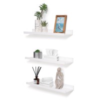 Azsky Wall Mount Floating Shelves White For Wall Solid Wood Floating Wall Shelf With Lip Display Picture Photo Ledge Shelves For