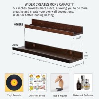 Azsky Floating Shelves Deep Walnut 24 Inch Wall Mounted Shelves For Room Dark Wood Picture Photo Ledge Book Shelves For Kids Roo