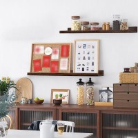 Azsky Wall Mounted Floating Shelves Deep Walnut For Decor And Storage 16 Inch Picture Ledge Shelves With Lip Solid Wood Photo Sh