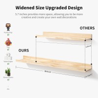 Azsky Natural Wood Floating Shelves Storage Wall Shelf With Lip 36 Inch Frame Ledge Wide Photo Picture Ledge Shelf Set Of 3 Soli