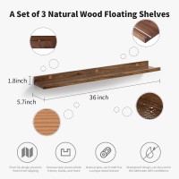 Azsky Wood Floating Shelf With Lip Wall Hanging Shelves For Books On Wall Kids 36 Inch Gallery Wall Photo Rail Light Walnut Pict