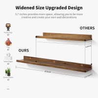 Azsky 48 Inch Floating Shelves Light Walnut Hanging Wall Shelves For Picture Frame Ledge Shelves Wall Mounted Wide Photo Shelf W