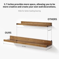 Azsky 16 Inch Wooden Floating Shelves For Wall Set Of 3 Floating Wood Shelf Kids Light Walnut Hanging Picture Ledge With Lip Kit