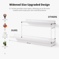 Azsky White Floating Shelves Solid Wood Wall Mount Shelf Picture With Lip 36 Inch Wall Rail For Photos With Ledge Bookshelf Floa