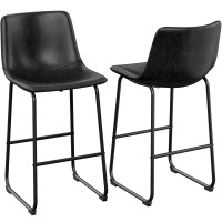 Reoney Bar Stools Set Of 2 Pu Leather Counter Height Bar Stools 30 Modern Bar Stools With Metal Legs And Footrest Urban Arm