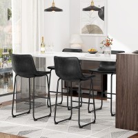 Reoney Bar Stools Set Of 2 Pu Leather Counter Height Bar Stools 30 Modern Bar Stools With Metal Legs And Footrest Urban Arm