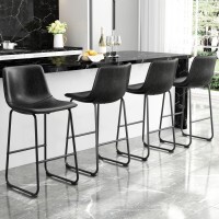 Reoney Bar Stools Set Of 2 Pu Leather Counter Height Bar Stools 30 Modern Bar Stools With Metal Legs And Footrest Urban Arm