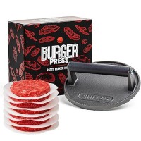 Shizzo Smash Burger Press Kit 7 Heavy Duty Cast Iron Bacon Smasher With 50 Patty Papers Griddle Accessories Weight Grill Pres