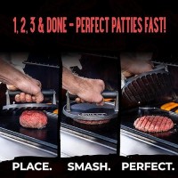 Shizzo Smash Burger Press Kit 7 Heavy Duty Cast Iron Bacon Smasher With 50 Patty Papers Griddle Accessories Weight Grill Pres