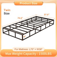 Husleephu Twin Box Spring 8 Inch High Profile Metal Box Spring Twin Bed Base With Fabric Cover Sturdy Mattress Foundation Eas