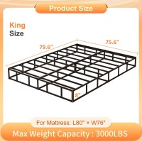 Husleephu King Box Spring 8 Inch High Profile Metal Box Spring King Bed Base With Fabric Cover Sturdy Mattress Foundation Eas