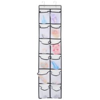 Gomaji 12 Large Pockets Over Door Hanging Shoe Organizer White