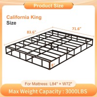 Husleephu California King Box Spring 8 Inch High Profile Metal Cal King Box Spring With Fabric Cover Sturdy Mattress Foundatio