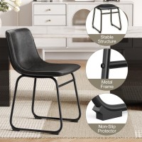 Reoney Dining Chairs Set Of 6 Pu Leather Armless Dinner Chairs With Backrest 18 Modern Kitchen Dining Room Chair With Metal