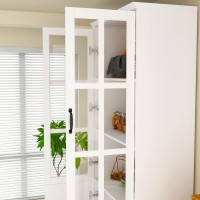 Moumon Kitchen Pantry Storage Cabinet With Glass Doors, Pantry Cabinet And Kitchen Storage, Adjustable Shelves And Doors, For Hallway Living Room White (31.5?? X 15.7?? X 78.7??)