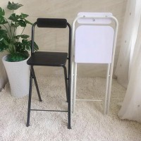 Folding Breakfast Stool, 24Inch/28 Inch Folding High Bar Stool, Wooden Kitchen Chair With Backrests, Portable Home Bar Stool Chair With Metal Frame (Color : Black, Size : 70Cm/28In)