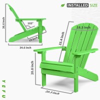 Yefu Adirondack Chairs Set Of 2 Plastic Weather Resistant  Outdoor Chairs 5 Steps Easy Installation For Outdoor  Patio  Campfire (Lime)