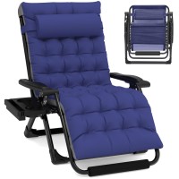 Slendor Zero Gravity Chair Oversized 33In Xxl Reclining Lounge Chair With Removable Cushion Cup Tray Footrest Folding Reclin