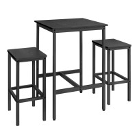 Vasagle Bar Table And Chairs Set Square Bar Table With 2 Bar Stools Dining Pub Bar Table Set For 2 Space Saving For Kitchen B