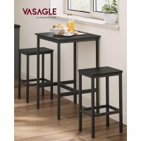 Vasagle Bar Table And Chairs Set Square Bar Table With 2 Bar Stools Dining Pub Bar Table Set For 2 Space Saving For Kitchen B